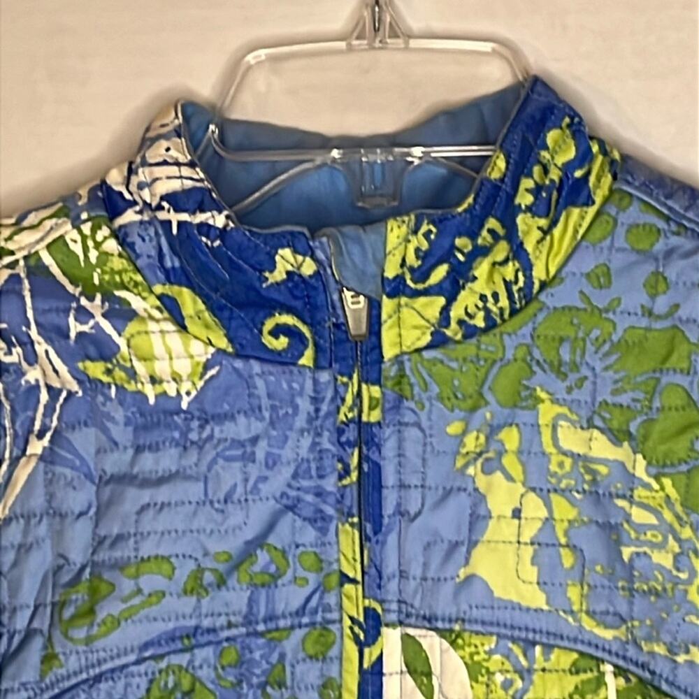 Obermeyer Women's Ski Jacket Size 8 Light Blue Print Quilted Zip Front Pockets - Picture 2 of 15